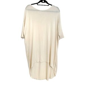 LuLaRoe Irma Tunic Top Cream Solid High Low Minimalist Medium Neutral Loungewear